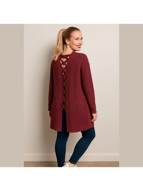 Plant Gold Red Cardigan with Braiding Detail 1X
